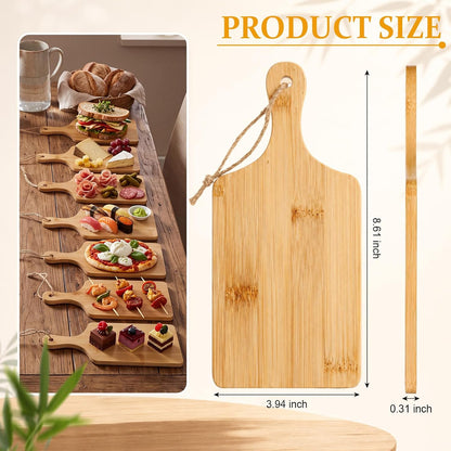 18 Pcs Cutting Board Bulk 15" x 7" Original Bamboo Chopping Board with Handle Wood Charcuterie Plank Engraving Serving Kitchen Planks for Wedding Housewarming Gift(Original Bamboo Color)