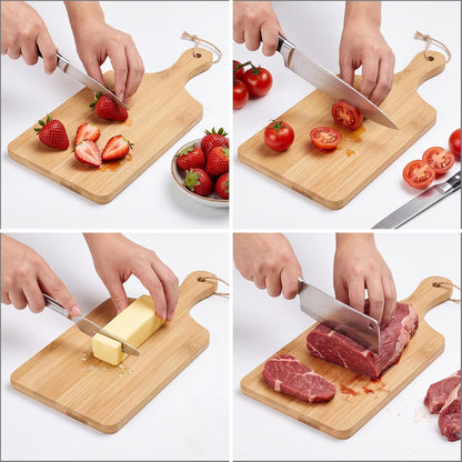 18 Pcs Cutting Board Bulk 15" x 7" Original Bamboo Chopping Board with Handle Wood Charcuterie Plank Engraving Serving Kitchen Planks for Wedding Housewarming Gift(Original Bamboo Color)