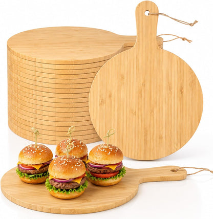 18 Pcs Cutting Board Bulk 15" x 7" Original Bamboo Chopping Board with Handle Wood Charcuterie Plank Engraving Serving Kitchen Planks for Wedding Housewarming Gift(Original Bamboo Color)