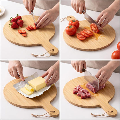 18 Pcs Cutting Board Bulk 15" x 7" Original Bamboo Chopping Board with Handle Wood Charcuterie Plank Engraving Serving Kitchen Planks for Wedding Housewarming Gift(Original Bamboo Color)