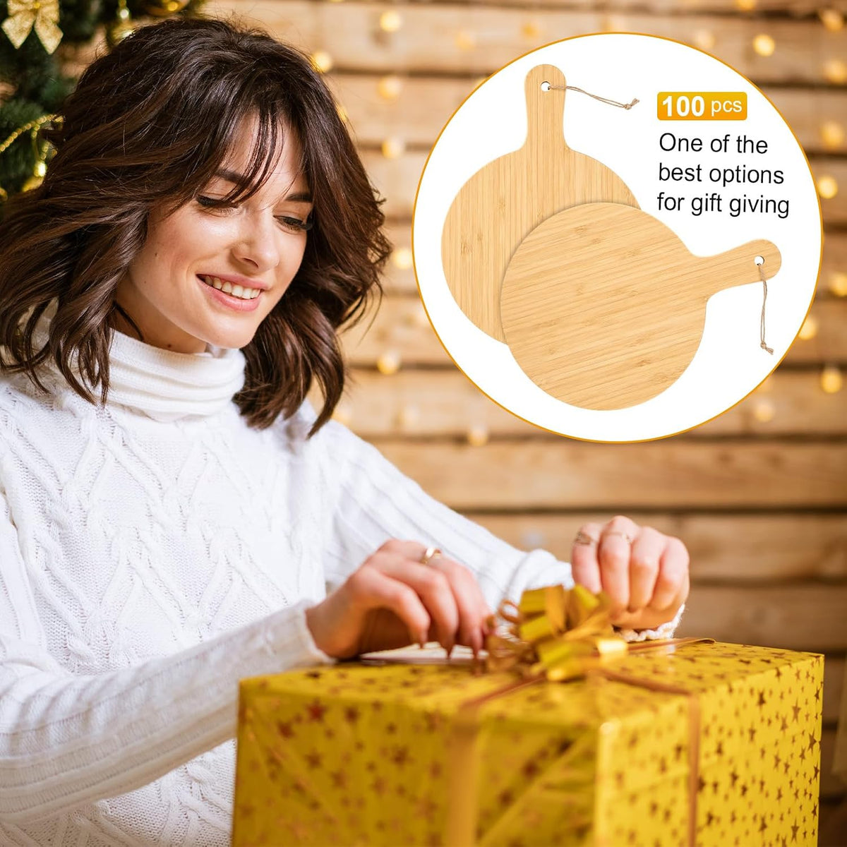 18 Pcs Cutting Board Bulk 15" x 7" Original Bamboo Chopping Board with Handle Wood Charcuterie Plank Engraving Serving Kitchen Planks for Wedding Housewarming Gift(Original Bamboo Color)