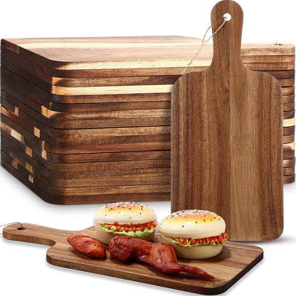 18 Pcs Cutting Board Bulk 15" x 7" Original Bamboo Chopping Board with Handle Wood Charcuterie Plank Engraving Serving Kitchen Planks for Wedding Housewarming Gift(Original Bamboo Color)