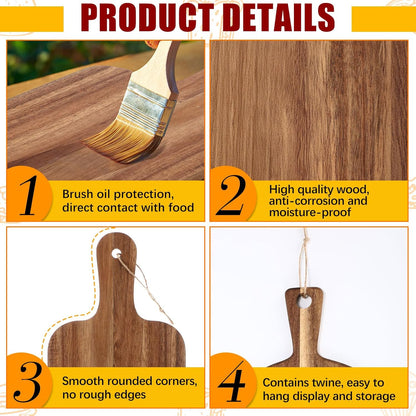 18 Pcs Cutting Board Bulk 15" x 7" Original Bamboo Chopping Board with Handle Wood Charcuterie Plank Engraving Serving Kitchen Planks for Wedding Housewarming Gift(Original Bamboo Color)