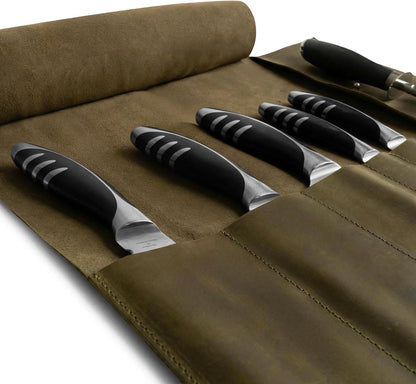 Rustic Leather Knife Roll Case, Durable Chef Knife Bag for Professional Chefs, Knife Roll Bag, Portable Carrying Case for Knives and Tools, Ideal for Culinary Travel, Knife Bags for Chefs Professional