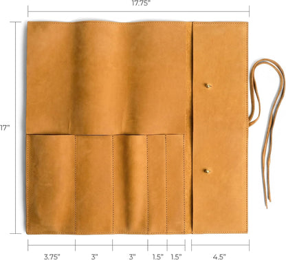 Rustic Leather Knife Roll Case, Durable Chef Knife Bag for Professional Chefs, Knife Roll Bag, Portable Carrying Case for Knives and Tools, Ideal for Culinary Travel, Knife Bags for Chefs Professional