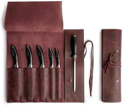 Rustic Leather Knife Roll Case, Durable Chef Knife Bag for Professional Chefs, Knife Roll Bag, Portable Carrying Case for Knives and Tools, Ideal for Culinary Travel, Knife Bags for Chefs Professional