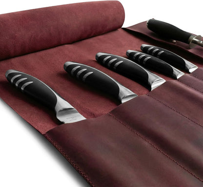 Rustic Leather Knife Roll Case, Durable Chef Knife Bag for Professional Chefs, Knife Roll Bag, Portable Carrying Case for Knives and Tools, Ideal for Culinary Travel, Knife Bags for Chefs Professional