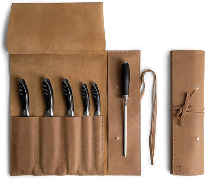 Rustic Leather Knife Roll Case, Durable Chef Knife Bag for Professional Chefs, Knife Roll Bag, Portable Carrying Case for Knives and Tools, Ideal for Culinary Travel, Knife Bags for Chefs Professional