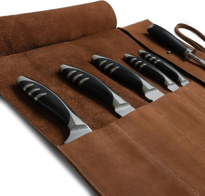 Rustic Leather Knife Roll Case, Durable Chef Knife Bag for Professional Chefs, Knife Roll Bag, Portable Carrying Case for Knives and Tools, Ideal for Culinary Travel, Knife Bags for Chefs Professional