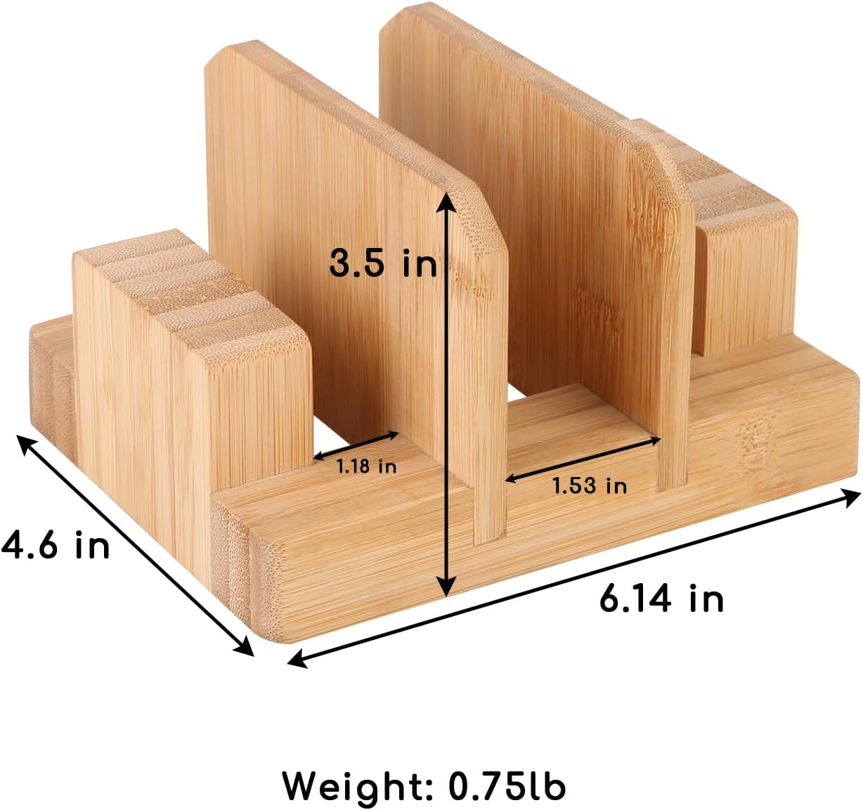 Bamboo Cutting Board Organizer Rack - Pot Lid, Baking Pan, Bakeware & Knife Holder, Cabinet and Countertop Storage Stand for Kitchen, Dish, Plate, and Cookbook