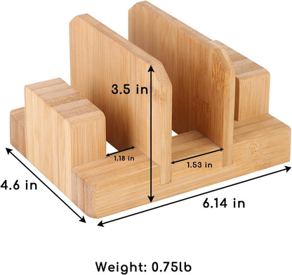 Bamboo Cutting Board Organizer Rack - Pot Lid, Baking Pan, Bakeware & Knife Holder, Cabinet and Countertop Storage Stand for Kitchen, Dish, Plate, and Cookbook