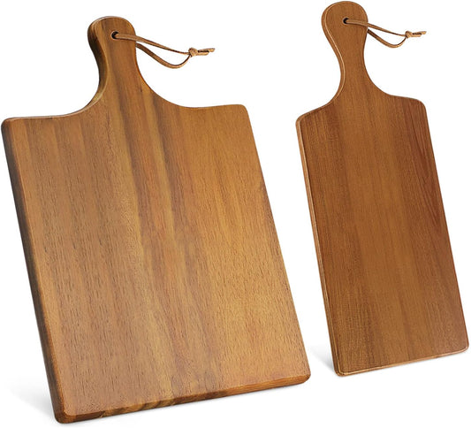 AIDEA Wood Cutting Board with Handle, Cheese Board Charcuterie Board for Cutting and Serving, 17"X11" with 17"X6"