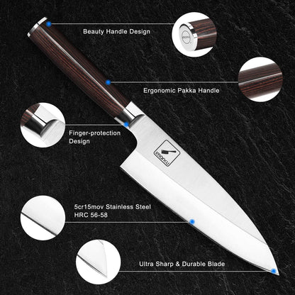 Kitchen Knife, 7 Inch Ultra Sharp Butcher Knife 7-inch Deba Knife,Ultra Sharp Sushi Knife
