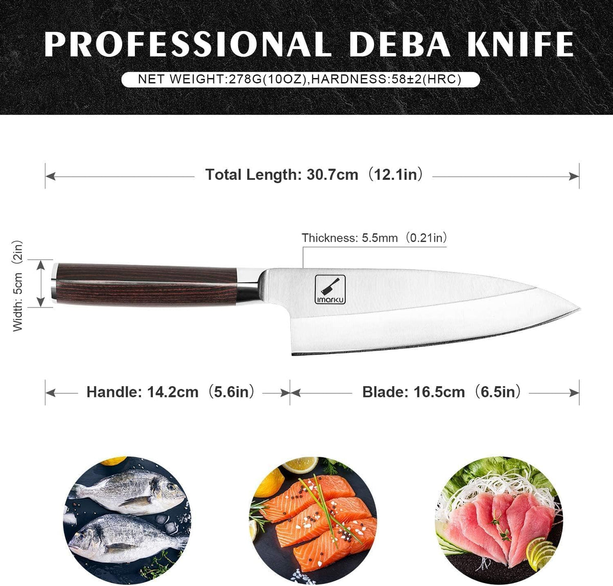 Kitchen Knife, 7 Inch Ultra Sharp Butcher Knife 7-inch Deba Knife,Ultra Sharp Sushi Knife