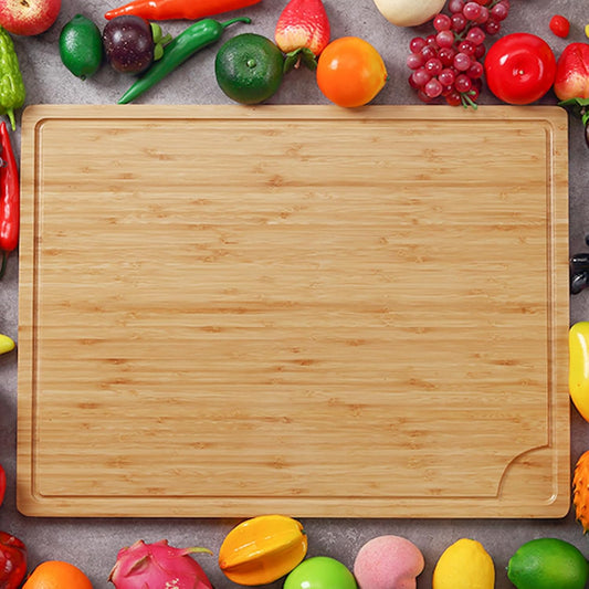 Extra Large 100% Organic Bamboo Cutting Board, 24x18 Inch Over the Sink Chopping Board/Carving Board with Handle and Juice Groove for Turkey, Meat, Vegetables, BBQ