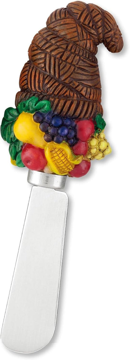 Harvest Cheese Spreaders, Hand-Painted Resin Handles with Stainless Steel Blades for Spreading Cream Cheese, Butter, and Jam, Assorted Thanksgiving Designs, Set of 4