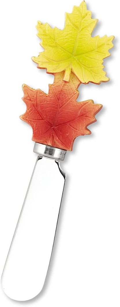 Harvest Cheese Spreaders, Hand-Painted Resin Handles with Stainless Steel Blades for Spreading Cream Cheese, Butter, and Jam, Assorted Thanksgiving Designs, Set of 4