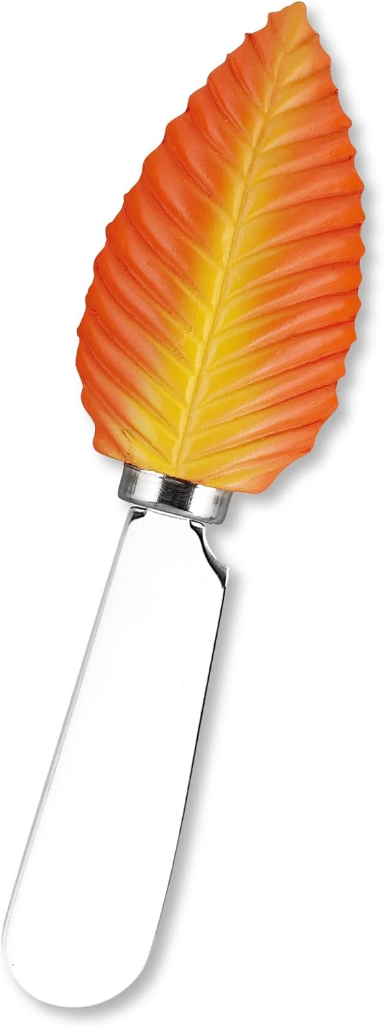 Harvest Cheese Spreaders, Hand-Painted Resin Handles with Stainless Steel Blades for Spreading Cream Cheese, Butter, and Jam, Assorted Thanksgiving Designs, Set of 4