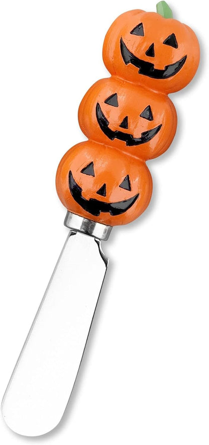 Harvest Cheese Spreaders, Hand-Painted Resin Handles with Stainless Steel Blades for Spreading Cream Cheese, Butter, and Jam, Assorted Thanksgiving Designs, Set of 4