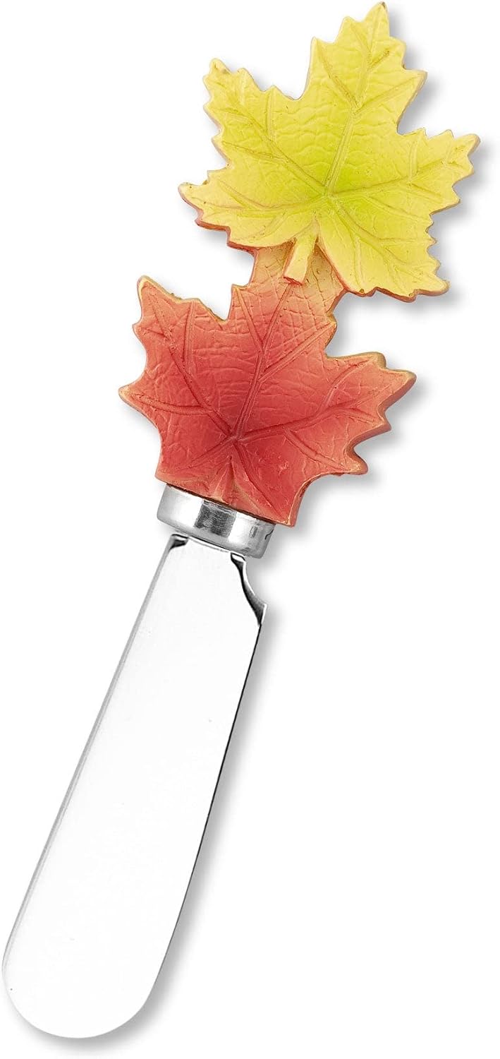 Harvest Cheese Spreaders, Hand-Painted Resin Handles with Stainless Steel Blades for Spreading Cream Cheese, Butter, and Jam, Assorted Thanksgiving Designs, Set of 4