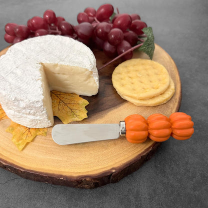 Harvest Cheese Spreaders, Hand-Painted Resin Handles with Stainless Steel Blades for Spreading Cream Cheese, Butter, and Jam, Assorted Thanksgiving Designs, Set of 4
