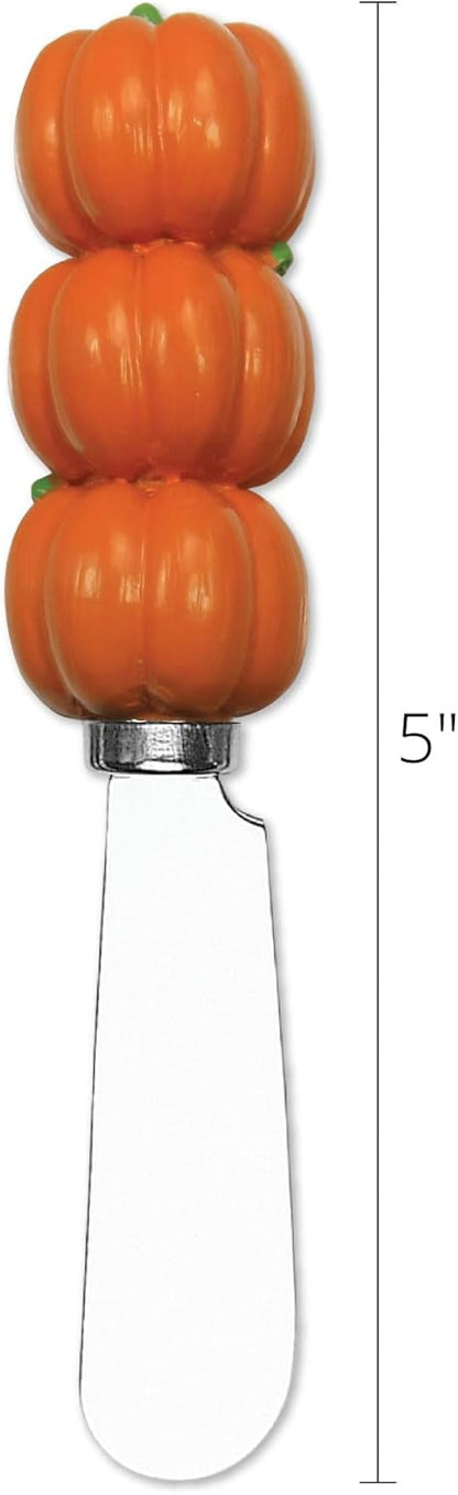 Harvest Cheese Spreaders, Hand-Painted Resin Handles with Stainless Steel Blades for Spreading Cream Cheese, Butter, and Jam, Assorted Thanksgiving Designs, Set of 4