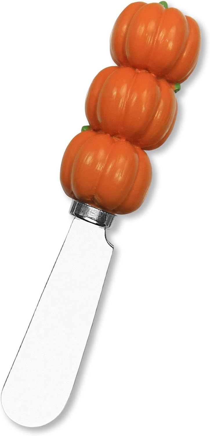 Harvest Cheese Spreaders, Hand-Painted Resin Handles with Stainless Steel Blades for Spreading Cream Cheese, Butter, and Jam, Assorted Thanksgiving Designs, Set of 4