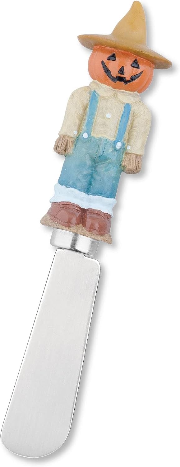 Harvest Cheese Spreaders, Hand-Painted Resin Handles with Stainless Steel Blades for Spreading Cream Cheese, Butter, and Jam, Assorted Thanksgiving Designs, Set of 4
