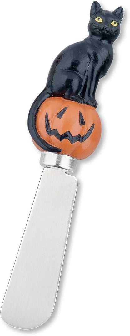 Harvest Cheese Spreaders, Hand-Painted Resin Handles with Stainless Steel Blades for Spreading Cream Cheese, Butter, and Jam, Assorted Thanksgiving Designs, Set of 4