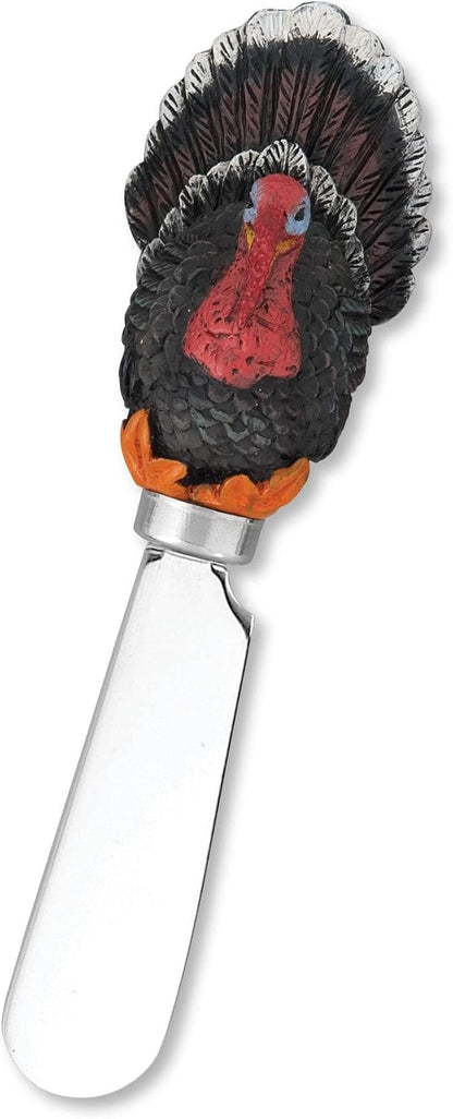 Harvest Cheese Spreaders, Hand-Painted Resin Handles with Stainless Steel Blades for Spreading Cream Cheese, Butter, and Jam, Assorted Thanksgiving Designs, Set of 4