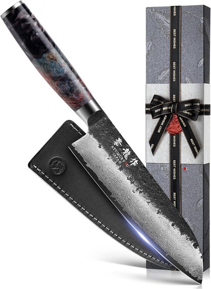 5.5'' Japanese Utility Knife, Hand-Forged 67-Layer Damascus VG10 Steel