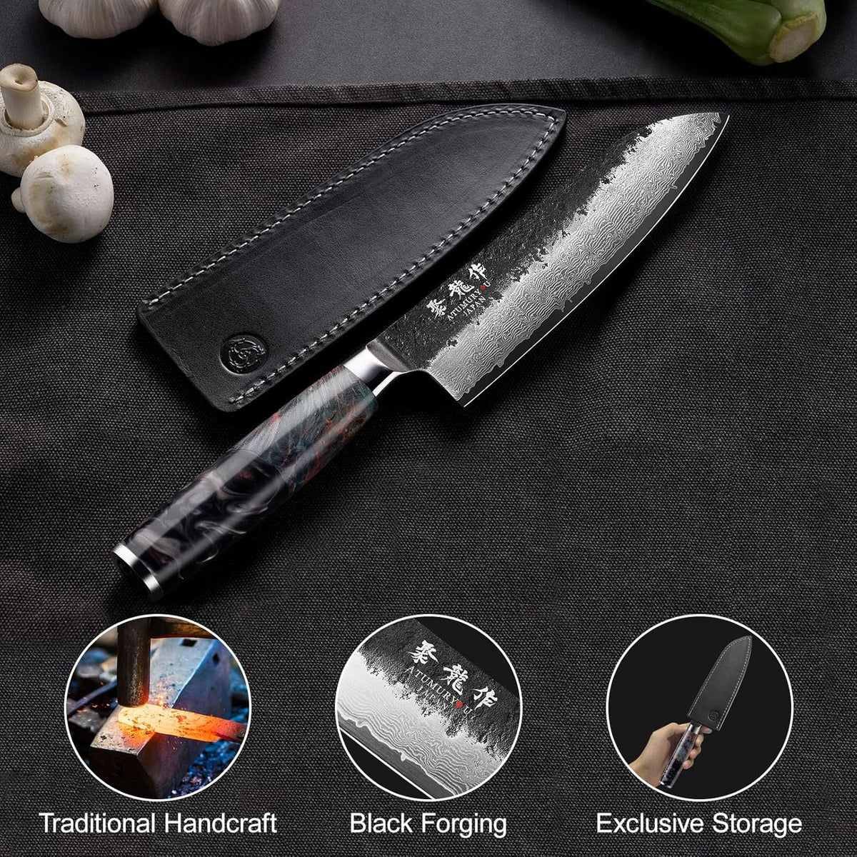 5.5'' Japanese Utility Knife, Hand-Forged 67-Layer Damascus VG10 Steel