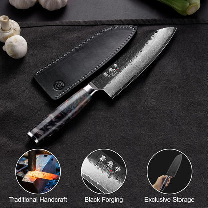 5.5'' Japanese Utility Knife, Hand-Forged 67-Layer Damascus VG10 Steel