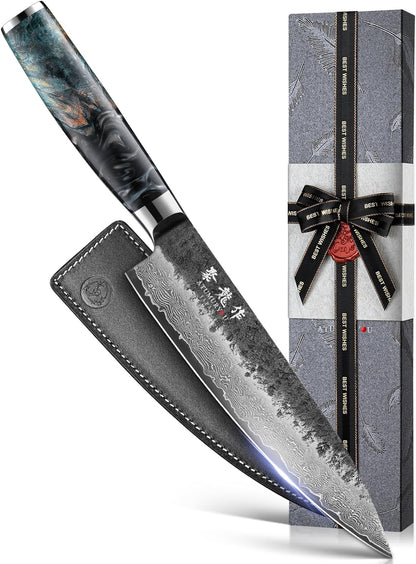5.5'' Japanese Utility Knife, Hand-Forged 67-Layer Damascus VG10 Steel