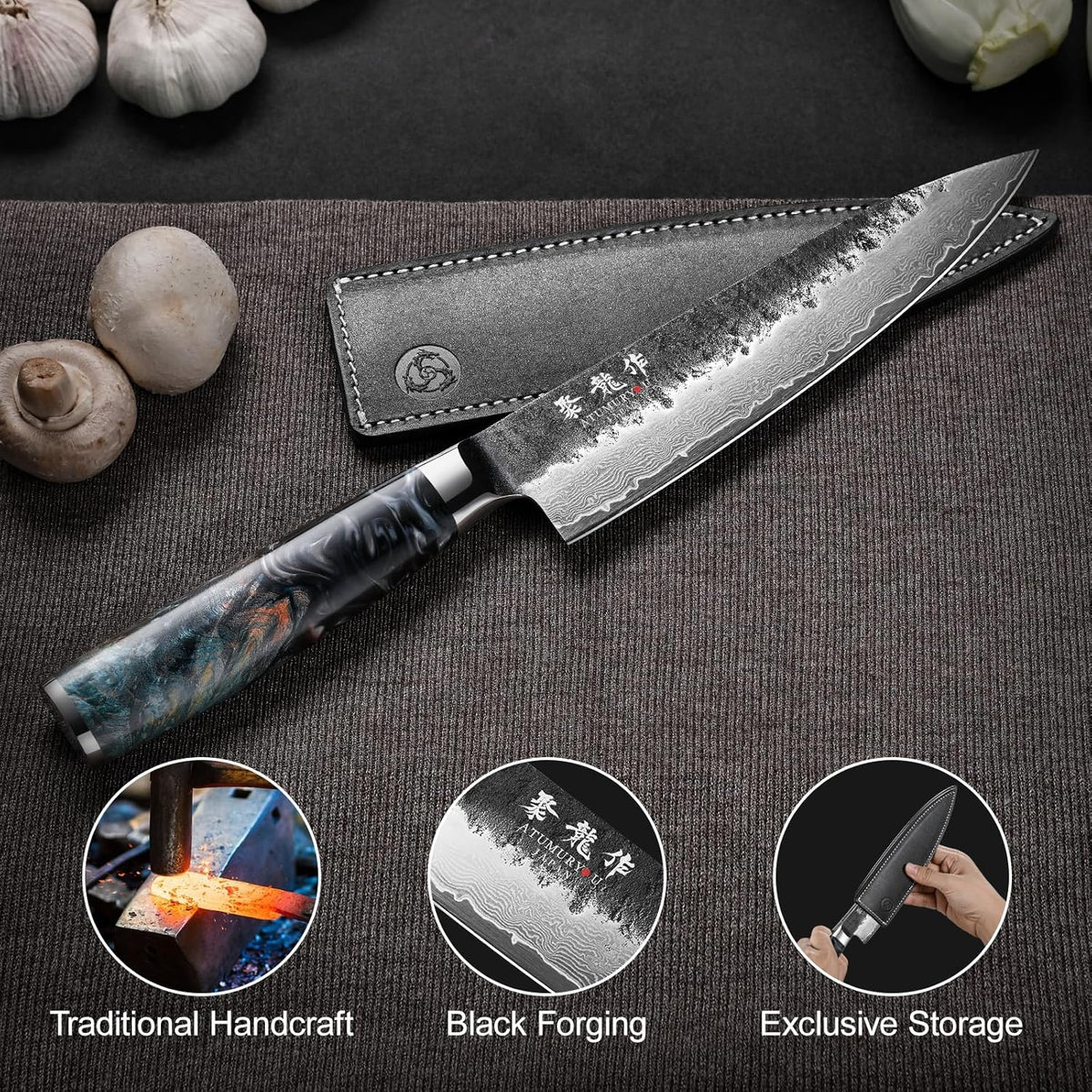 5.5'' Japanese Utility Knife, Hand-Forged 67-Layer Damascus VG10 Steel