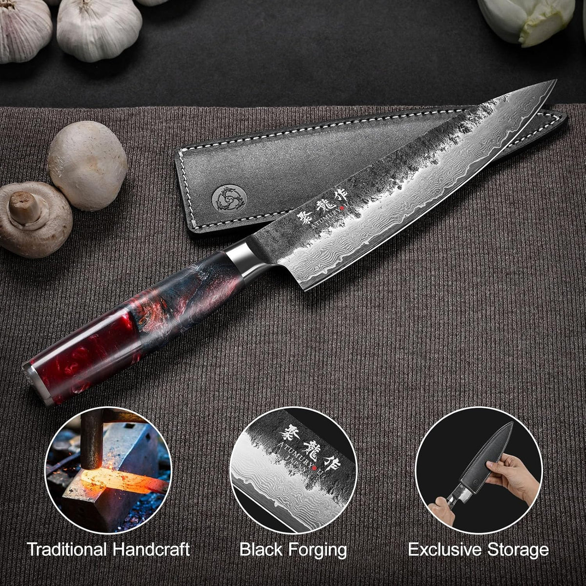 5.5'' Japanese Utility Knife, Hand-Forged 67-Layer Damascus VG10 Steel