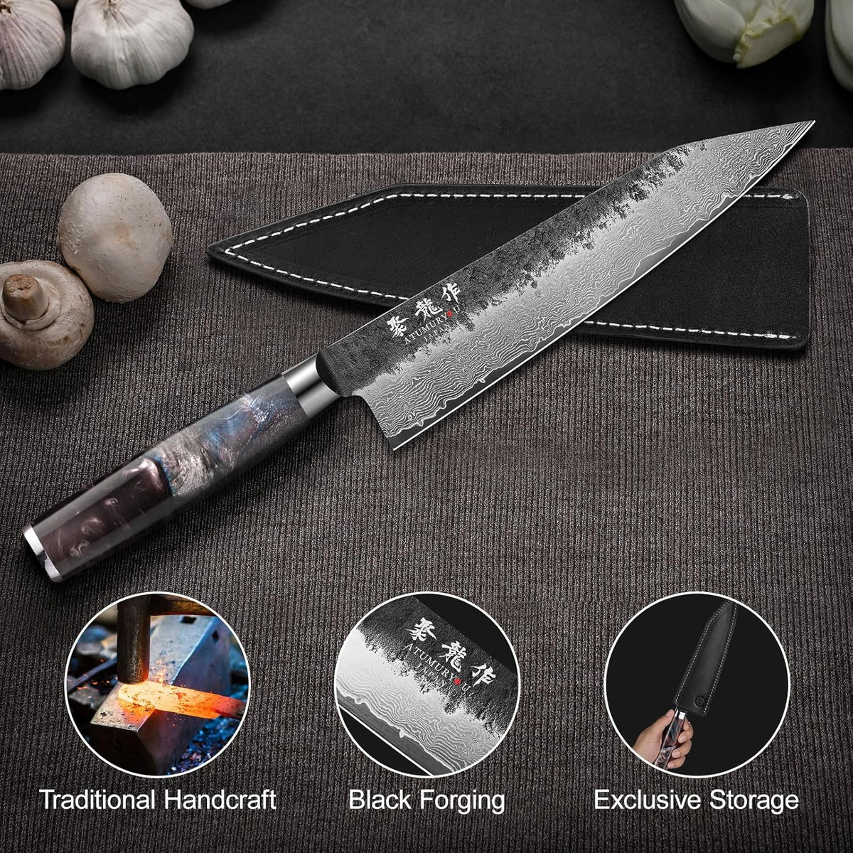 5.5'' Japanese Utility Knife, Hand-Forged 67-Layer Damascus VG10 Steel
