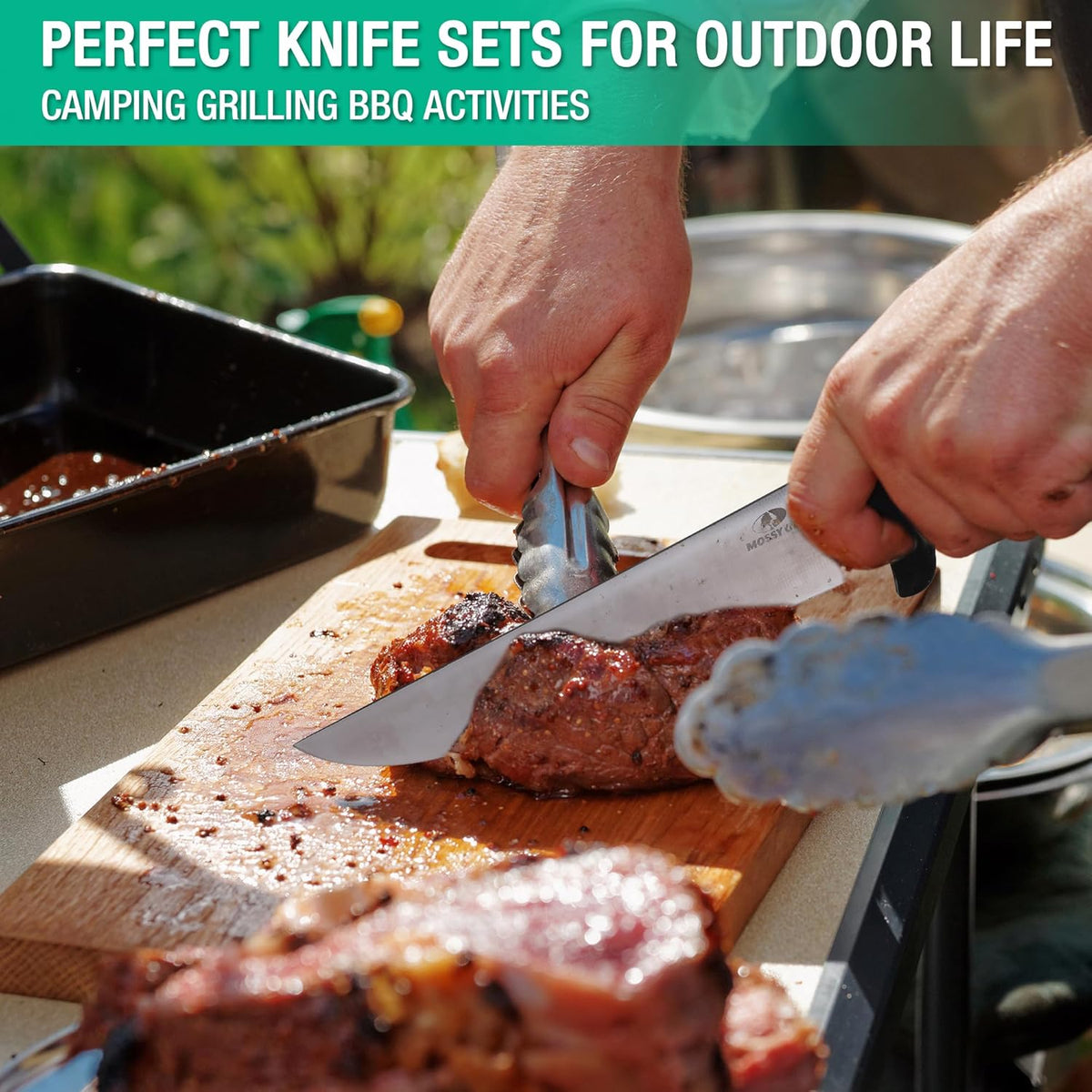6PC Kitchen Knife Set, Stainless Steel Knives with Roll Bag | Razor Sharp Blades, Non-Slip Ergonomic Handles, Full Bolster Design, Cuts Meat Fruits , Ideal Gift for Cooking Lovers