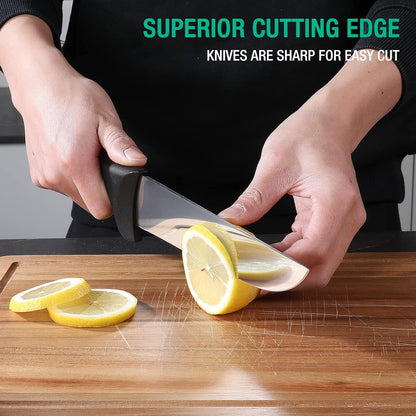 6PC Kitchen Knife Set, Stainless Steel Knives with Roll Bag | Razor Sharp Blades, Non-Slip Ergonomic Handles, Full Bolster Design, Cuts Meat Fruits , Ideal Gift for Cooking Lovers