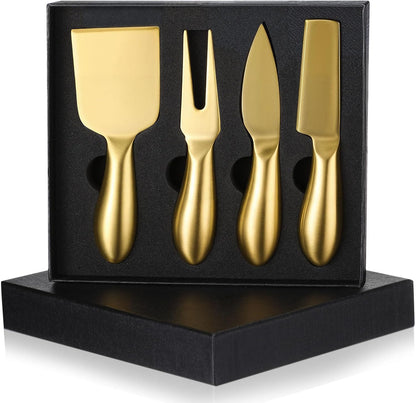 4 Pcs Gold Cheese Knives Set, Stainless Steel Cheese Tools
