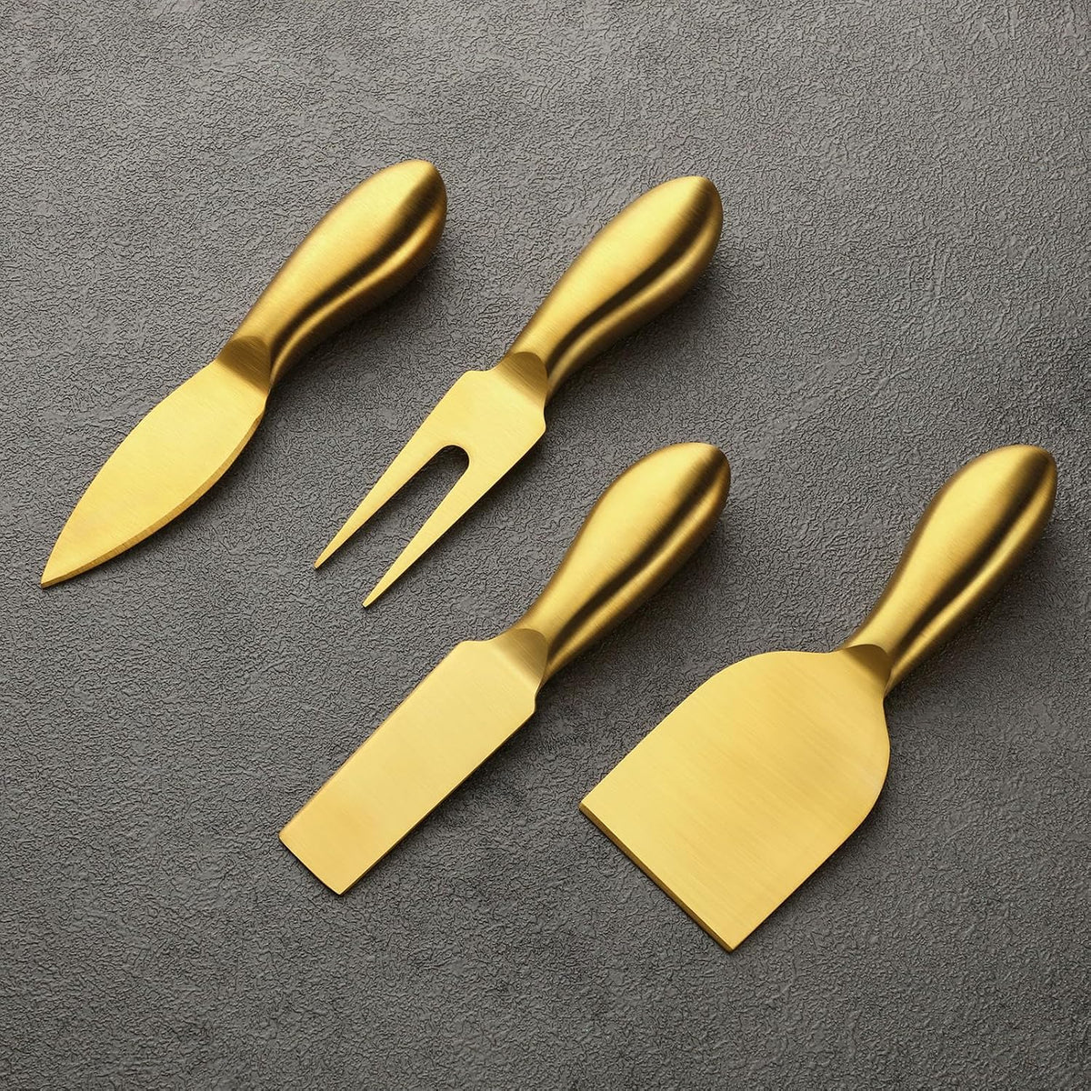 4 Pcs Gold Cheese Knives Set, Stainless Steel Cheese Tools