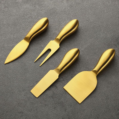 4 Pcs Gold Cheese Knives Set, Stainless Steel Cheese Tools