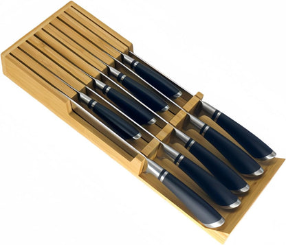In-Drawer Bamboo Knife Block, 17-Slot Anti-Slip Space-Saving Storage | Fits Most Standard Drawers | Holds Up to 17 Knives | Natural Bamboo Finish | Secure Stable Knife Drawer Insert Organizer 2
