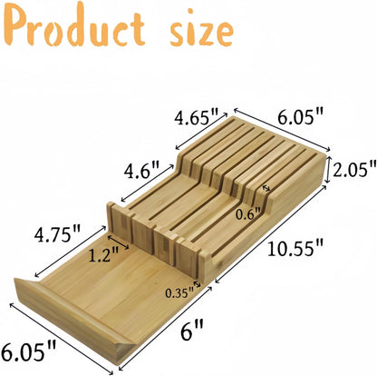In-Drawer Bamboo Knife Block, 17-Slot Anti-Slip Space-Saving Storage | Fits Most Standard Drawers | Holds Up to 17 Knives | Natural Bamboo Finish | Secure Stable Knife Drawer Insert Organizer 2