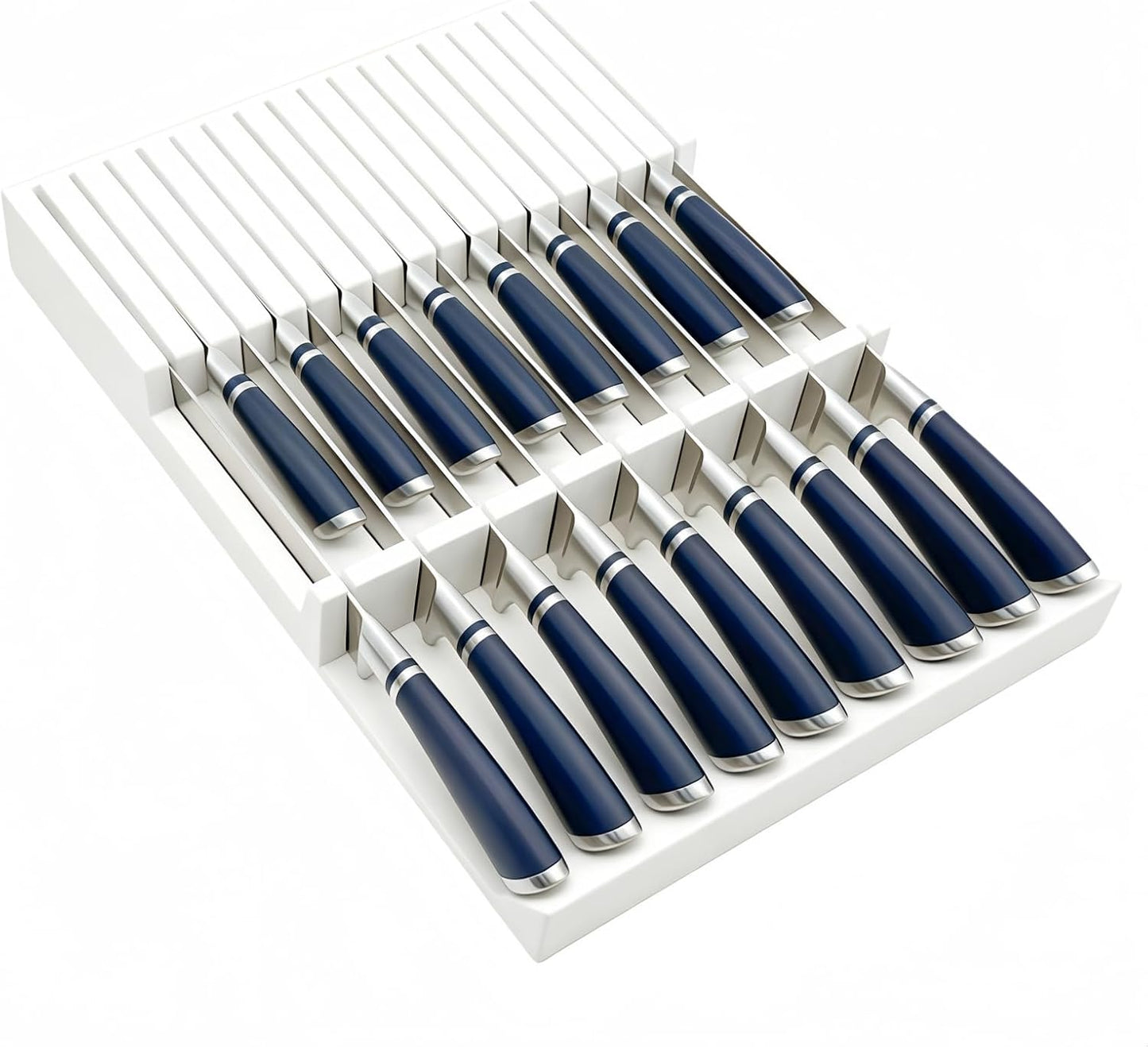 In-Drawer Bamboo Knife Block, 17-Slot Anti-Slip Space-Saving Storage | Fits Most Standard Drawers | Holds Up to 17 Knives | Natural Bamboo Finish | Secure Stable Knife Drawer Insert Organizer 2
