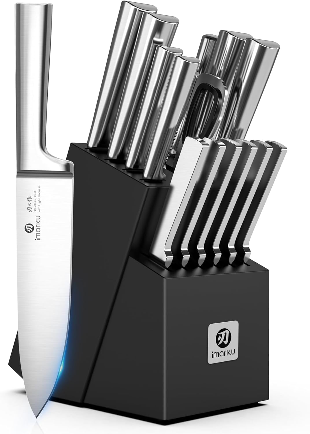Steak Knives, Serrated Steak knives Set of 6, Japanese HC Steel Knife Set, Premium Serrated Carbon Stainless Steel Steak Knife with Gift Box,9 Inches/Piece, Silver