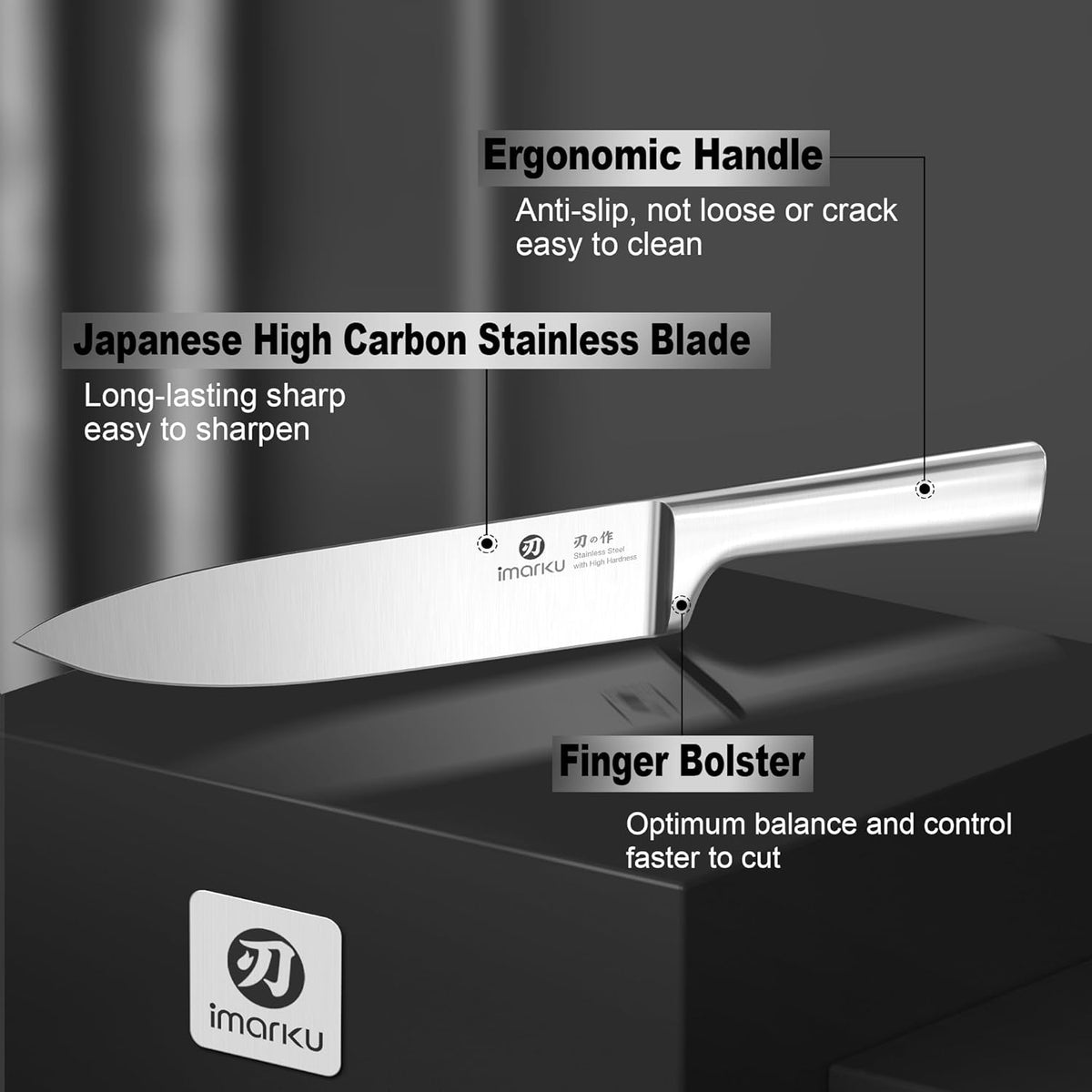 Steak Knives, Serrated Steak knives Set of 6, Japanese HC Steel Knife Set, Premium Serrated Carbon Stainless Steel Steak Knife with Gift Box,9 Inches/Piece, Silver