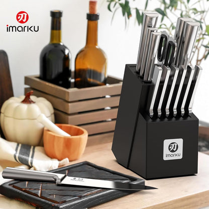 Steak Knives, Serrated Steak knives Set of 6, Japanese HC Steel Knife Set, Premium Serrated Carbon Stainless Steel Steak Knife with Gift Box,9 Inches/Piece, Silver