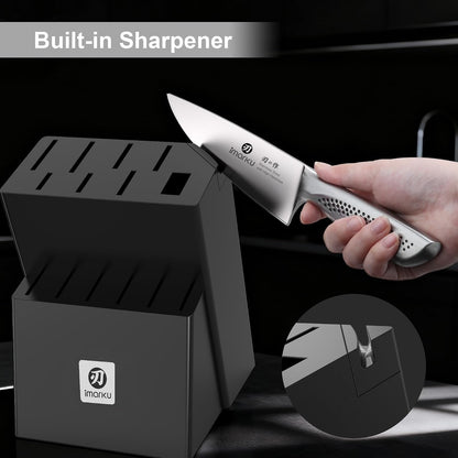 Steak Knives, Serrated Steak knives Set of 6, Japanese HC Steel Knife Set, Premium Serrated Carbon Stainless Steel Steak Knife with Gift Box,9 Inches/Piece, Silver