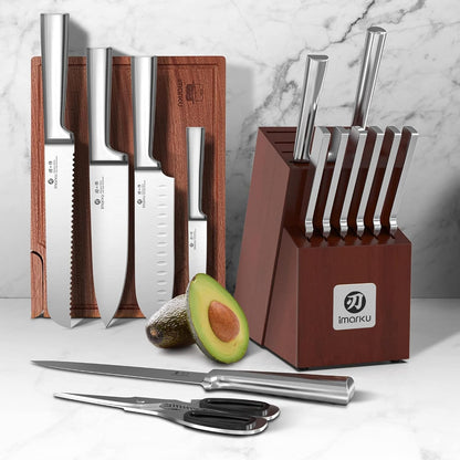 Steak Knives, Serrated Steak knives Set of 6, Japanese HC Steel Knife Set, Premium Serrated Carbon Stainless Steel Steak Knife with Gift Box,9 Inches/Piece, Silver